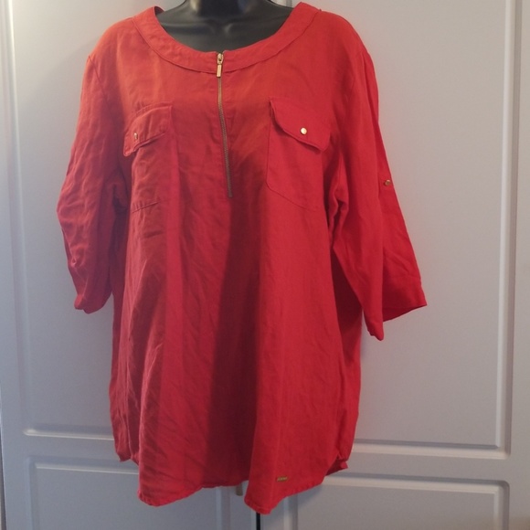 Ellen Tracy Tops - Ellen Tracy Women's Orange 1/4 Zip  Size XL